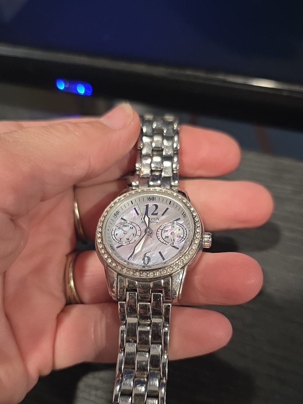 Silver Women's Bracelet Citizen Eco Drive  Watch with Mother-of-Pearl Dial